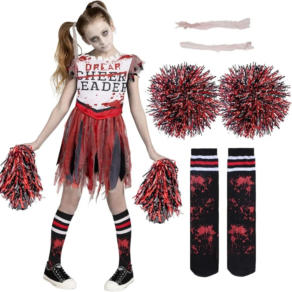 Spooktacular Creations Zombie Halloween Cheerleader Costume Kids Large 10-12